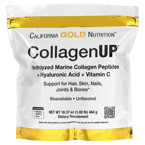 California Gold Nutrition, CollagenUP, marines hydrolysiertes Kollagen + Hyaluronsäure + Vitamin C, geschmacksneutral, 464 g (16,37 oz.) | kollagen.shop
