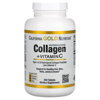 California Gold Nutrition, Hydrolyzed Collagen Peptides + Vitamin C, Typ I und III, 250 Tabletten | kollagen.shop